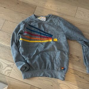 Aviator Nation Gray Crewneck with Multicolor Stripes